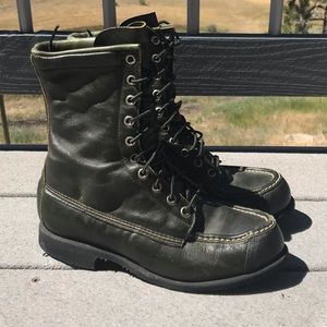 VINTAGE BROWNING ARMS CO GREEN LEATHER BOOTS
